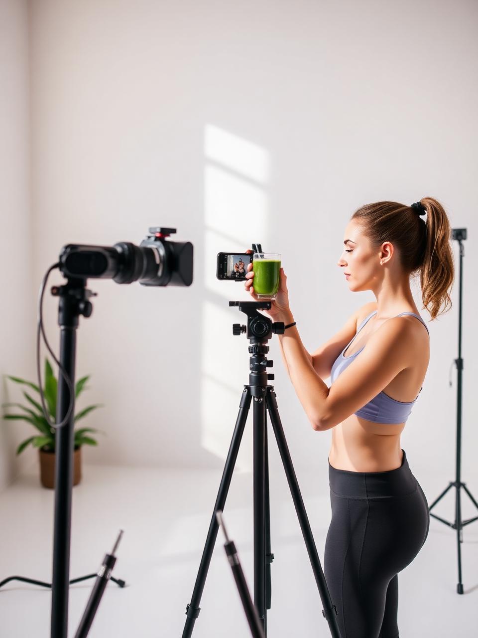 Wellness influencer creating content